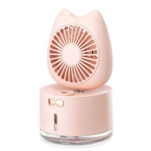 Portable Mini Cute Cat Colorful LED Light USB Rechargeable Desktop Cooling Humidifier fan